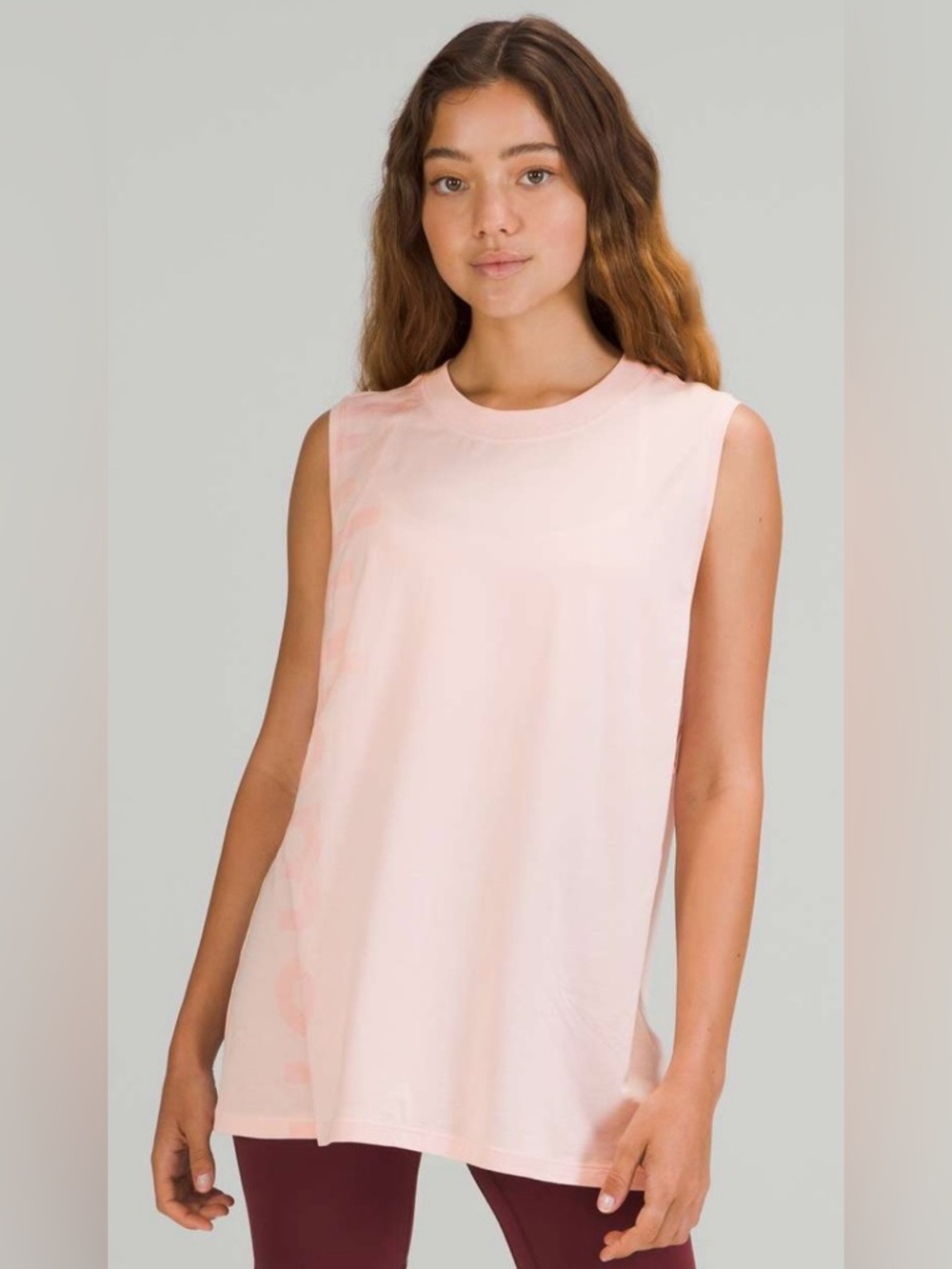 Lululemon Women’s All Yours Relaxed Crewneck Muscle Tank Top Pink Mist Size 10